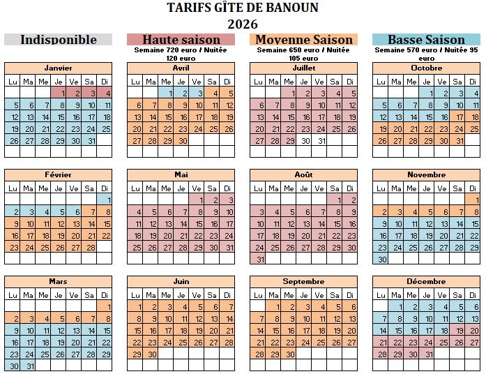 RESERVATION DISPONIBILITE GITE BANOUN